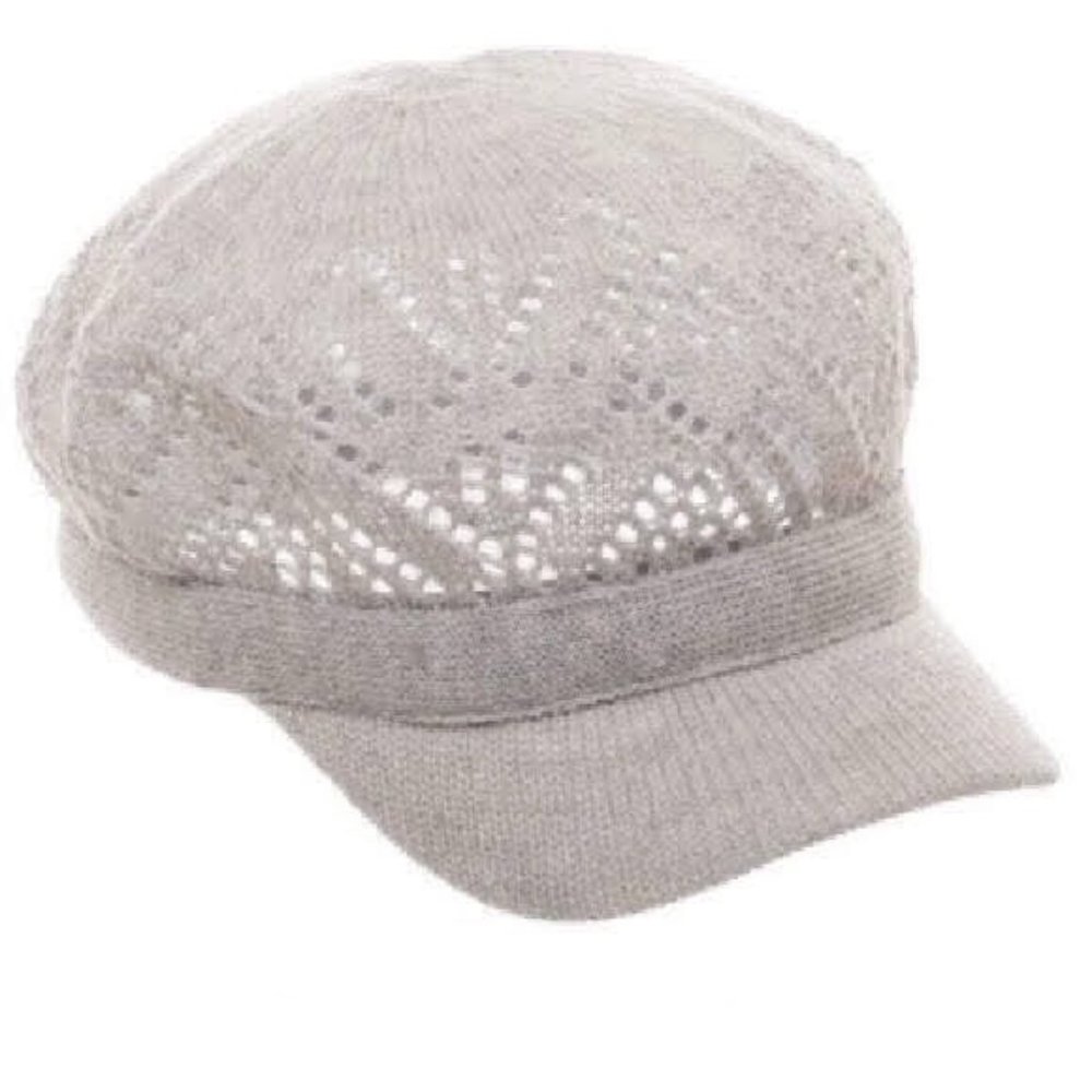 Open Knit Cadet Cap, Light Gray